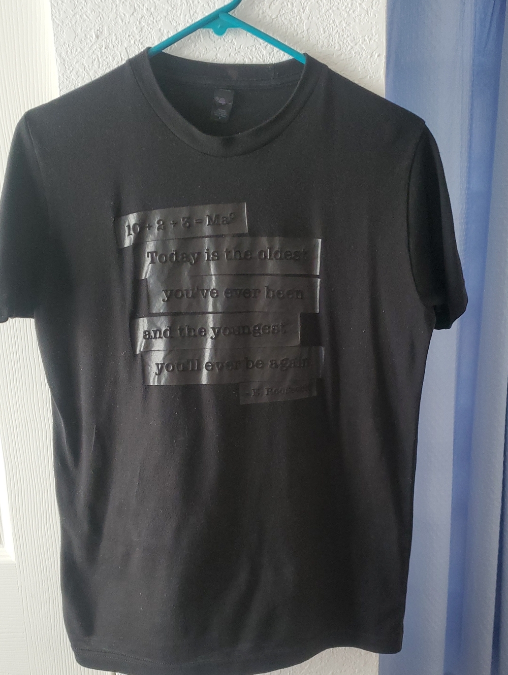 Tultex Black Short-Sleeve Crewneck Tee with Tone-on-Tone Text Panels